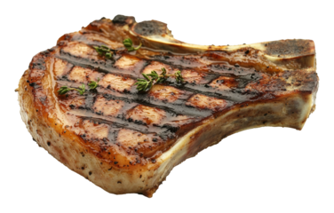 Grilled pork chop with herbs, culinary concept