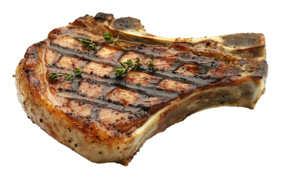 Grilled pork chop with herbs, culinary concept