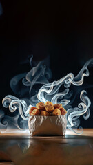 Fast food nuggets, Fried chicken in a paper bucket. Generative AI