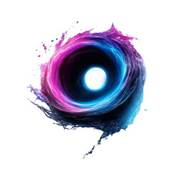 Cosmic Whirlpool Galaxy Swirl with Bright Colors and Full Moon Center Isolated on White Background Abstract Space Art Paint Splash Design for Science Fiction Fantasy or Astronomy Themes