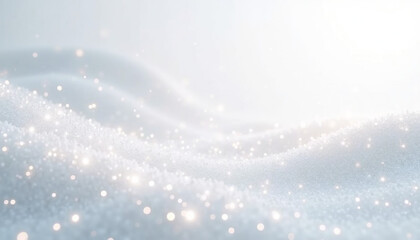 Soft, shimmering white waves with sparkling dust-like particles creating a dreamy atmosphere
