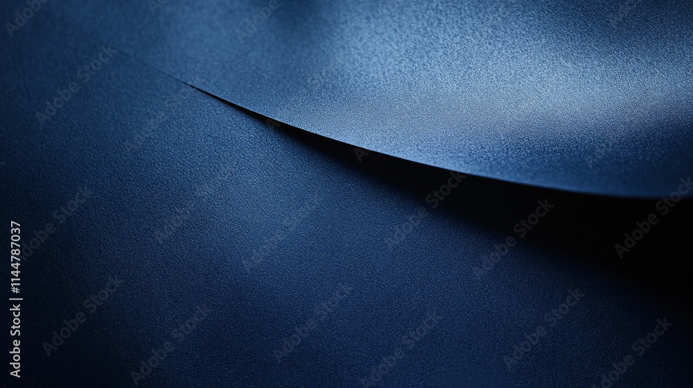 Poster deep blue textured fabric creating smooth waves under soft lighting in a serene setting