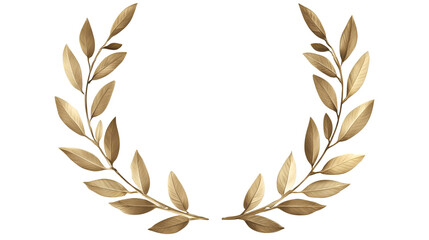Isolate Golden Laurel Wreath on Transparent Background 