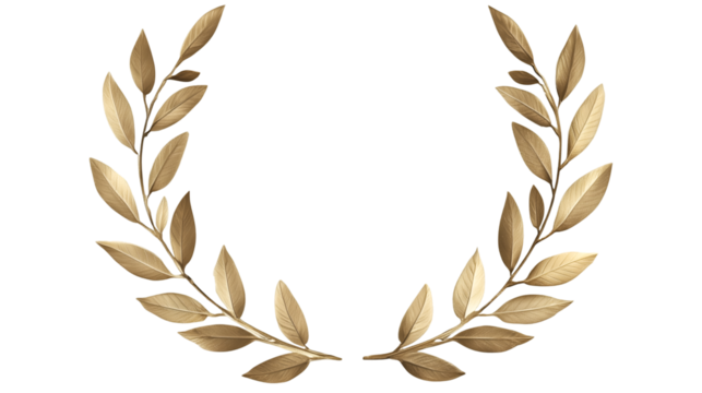 Isolate Golden Laurel Wreath on Transparent Background  - Powered by Adobe