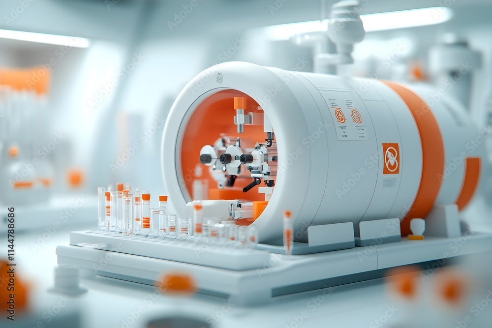 Poster the intricate and mirrors of a cutting edge spectrophotometer precisely calibrated to measure the fr