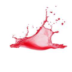 Red liquid splash isolated on white background dynamic motion abstract splashing juice wine cocktail beverage drink fluid wave flow refreshment symbol template wallpaper design element commercial