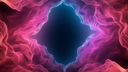 A vibrant, abstract depiction featuring swirling pink and blue hues, creating a mesmerizing portal-like effect against a dark background.