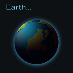 color icon of the planet Earth with continents. 3D. Vector on a black background