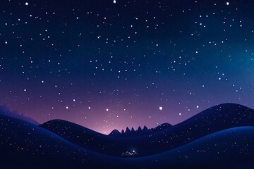 Obraz premium Illuminating the christmas creche with baby jesus under the star of bethlehem, a serene night sky and rolling hills create a peaceful, holy atmosphere