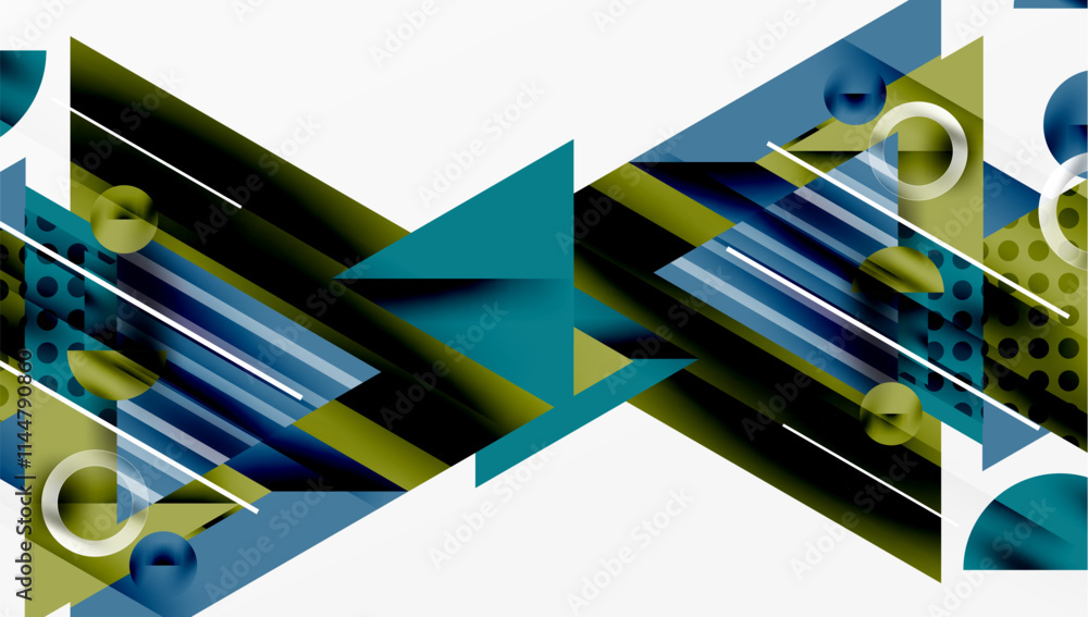 Poster Sleek abstract background - layered triangles with vibrant gradient tones. Semi-transparent shapes add depth and contemporary aesthetic