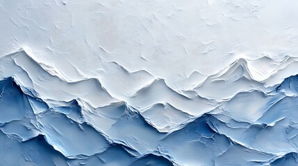 Abstract Blue and White Mountain Range Impasto Painting