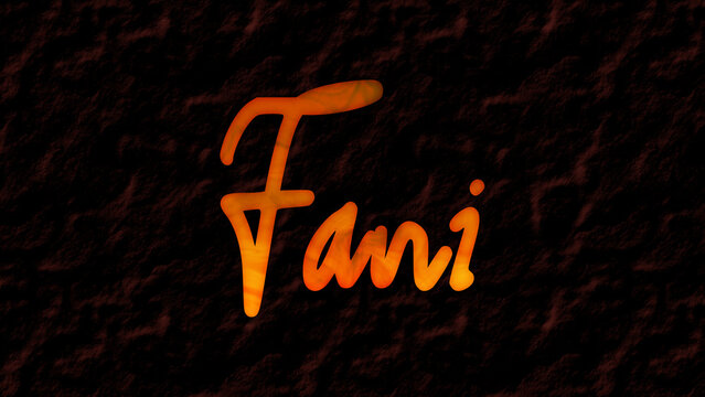 3D fire text effect of name Fani on dark background.
