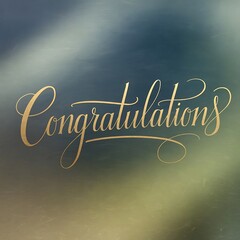 Obraz premium Congratulations ! Text Calligraphy lettering. Handwritten phrase greeting sign with gold text on watercolor playful background.