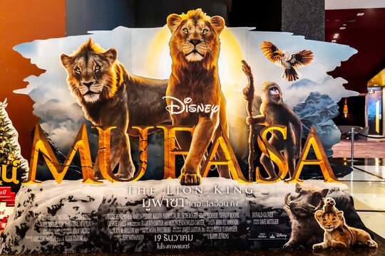 BANGKOK, THAILAND, 19 Dec 2024 - A beautiful standee of a movie called Mufasa,The Lion King Display at the cinema to promote the movie