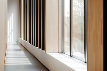 Obraz premium large windows with wooden sleek designs 