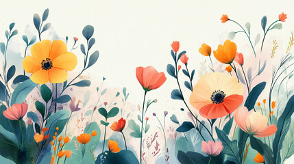 light soft floral abstract background with soft and pastel watercolor stains, Luxurious and soft color Watercolor Flower, floral background with watercolor soft pastel flowers and watercolor stains.