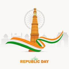 Happy Republic Day, Poster,  with Qutub Minar