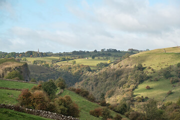Distant fields and hills in Staffordshire, UK