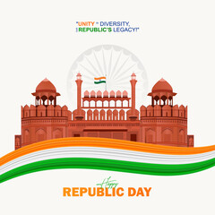 Happy Republic Day, Poster,  with Red Fort, India