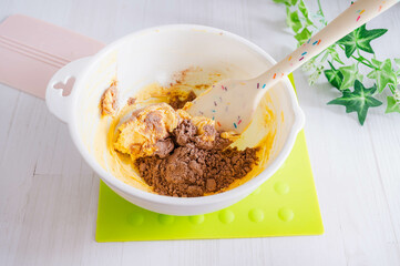 ココアクッキーの生地作り