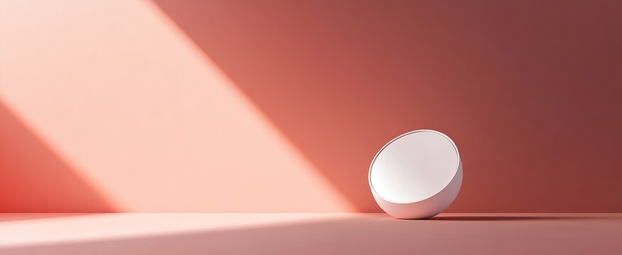 A white alarm clock appears to be floating against a pink background
