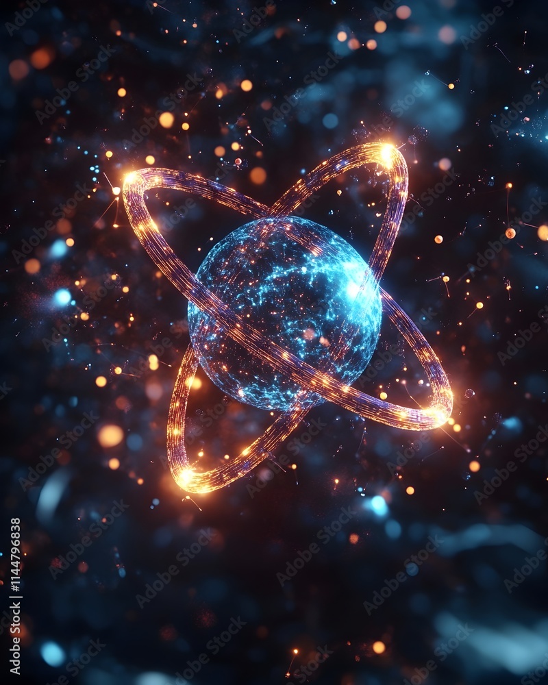 Aufkleber 3d digital model of a technetium atom emphasizing its distinct electron shell arrangement and medica