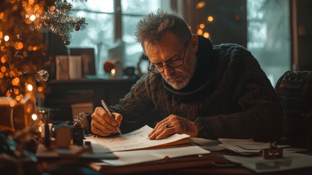 Writing holiday greetings cozy cabin personal reflection festive atmosphere intimate view christmas spirit