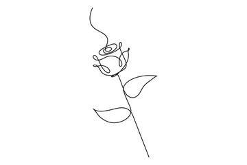 Rose flower continuous one line drawing of rose flower isolated outline vector illustration minimalist design
