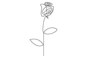 Rose flower continuous one line drawing of rose flower isolated outline vector illustration minimalist design
