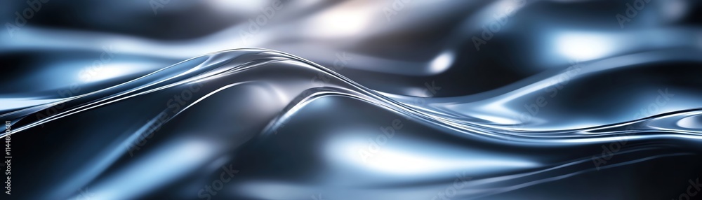 Poster Abstract smooth waves of shiny surface creating an elegant fluid motion.