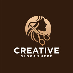 Women's hair care logo design, beauty salon logo, hair care.