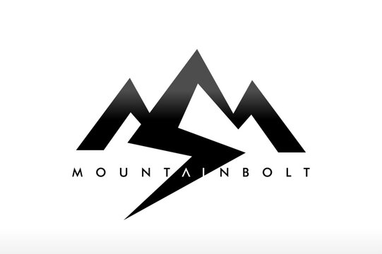 Electric Lightning Bolt House Shape Mountain Logo Design Vector Icon Emblem Symbol Stock Illustration brand identity electric house logo design electric icon symbol house business company energy power