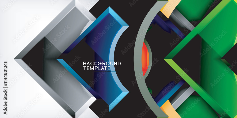 Poster Geometric design abstract background - circles and triangles