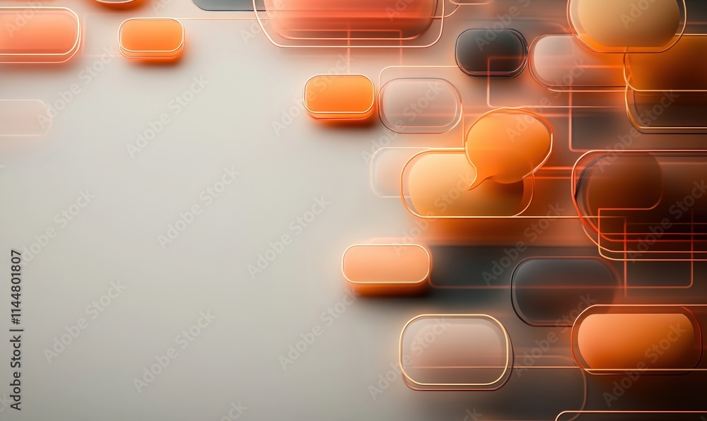 Poster modern messaging and communication design featuring floating speech bubbles in vibrant colors