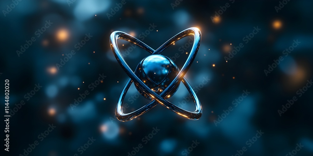 Aufkleber stylized 3d visualization of a technetium atom highlighting the unique properties of its electron an