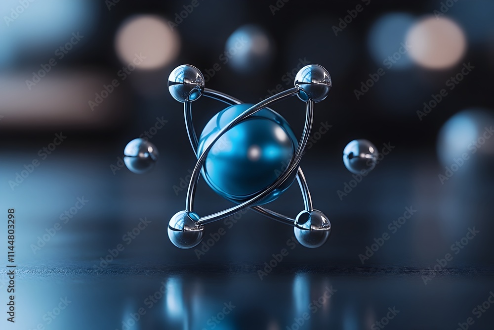 Aufkleber technetium atom depicted as a minimalist 3d abstract representation highlighting its unique electron
