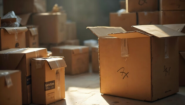 Cajas de cart&oacute;n en almac&eacute;n 