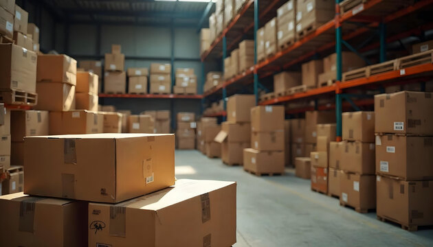 Cajas de cart&oacute;n en almac&eacute;n 