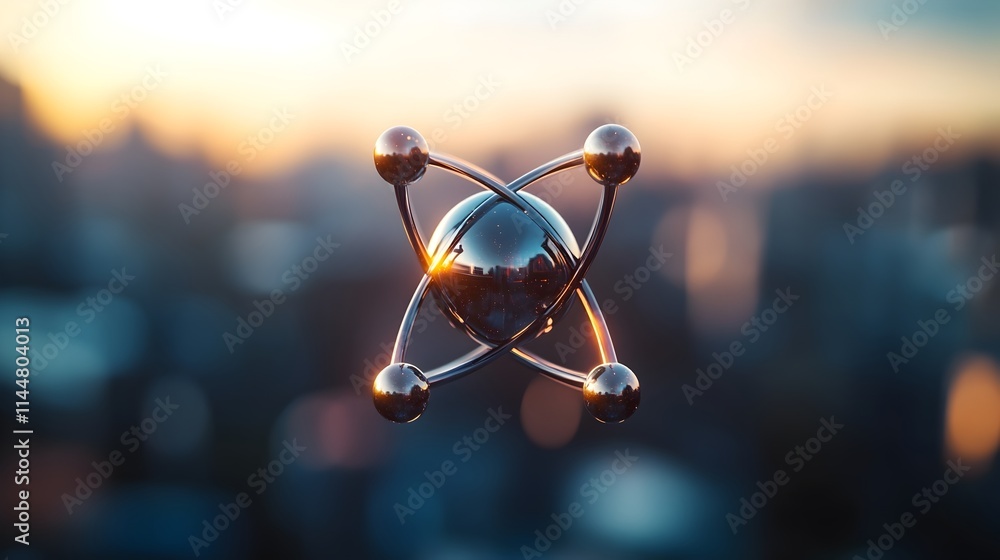 Aufkleber technetium atom a minimalist 3d visualization emphasizing the unique properties of its electron and 