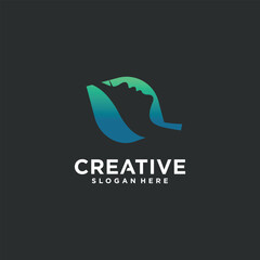 Women's facial skin care logo design, natural and natural beauty logo vector.