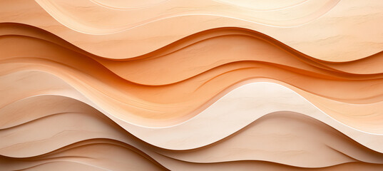 Obraz premium Abstract wavy sandstone texture in warm tones creates soothing visual effect. layered design evokes sense of calm and tranquility, perfect for backgrounds or artistic projects