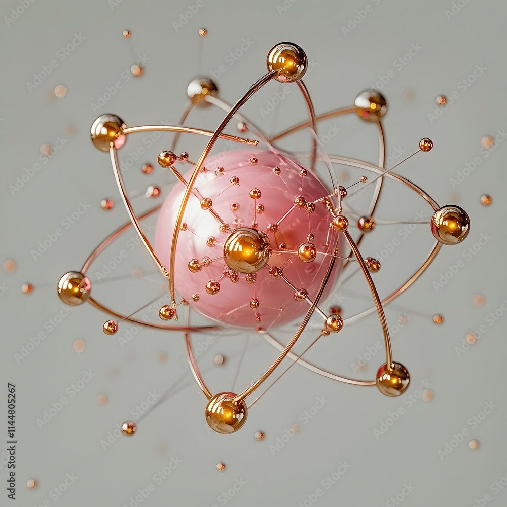 Poster comprehensive 3d cross section of a technetium atom showcasing its electron and versatile applicatio