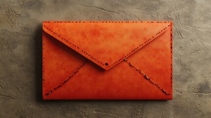 Handcrafted orange-red envelope with bubble air mail design, perfect for personalized letters and...