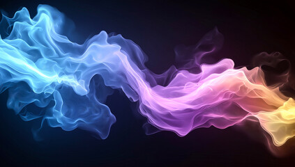 Obraz premium Colorful abstract background with flowing waves of blue, pink, and yellow. smooth gradients create dynamic and vibrant visual effect, perfect for various design projects