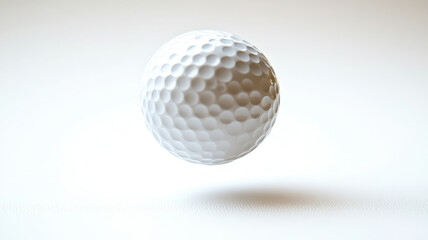 floating golf ball isolated on white background, showcasing its dimpled surface and smooth texture, evokes sense of precision and sport