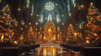 Obraz premium interior of the cathedral during chrismas