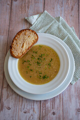 onion soup with bread, homemade recipe