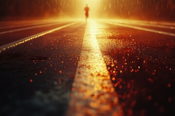Obraz premium Athletes Pre-Race Preparation Training Ground Sports Photography Rainy Environment Intense Focus Concept