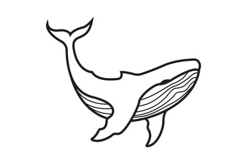 Minimalist Outline Drawing of a Whale with Elegant Line Details