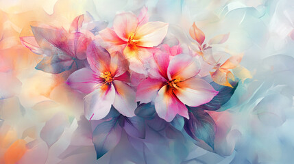 soft and pastel color flower with watercolor stains, light soft floral abstract background with soft and pastel watercolor stains, Luxurious and soft color Watercolor Floral Art background.